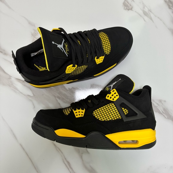 Jordan 4 Man Black and Yellow Sneakers - Picture 2 of 6